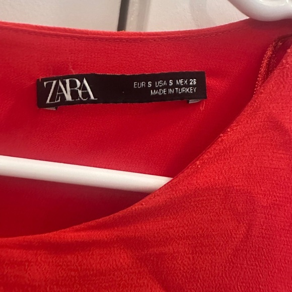 Zara Red Flair Sleeve With Overlay Flowy Dress Size Small Women’s - Picture 5 of 12